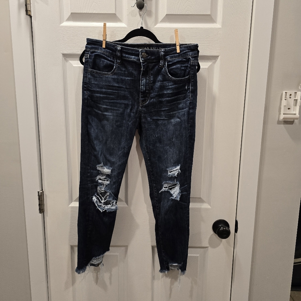 American Eagle Outfitters Dark Blue Hi-Rise Jegging Crop